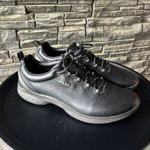 ECCO BIOM Men's Black Leather Sneakers EU 41 Comfort Walking Shoes Casual  Premi